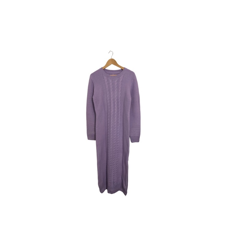 Purple Cable Knit Long Sweater